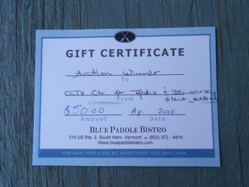 picture of blue paddle gift certificate