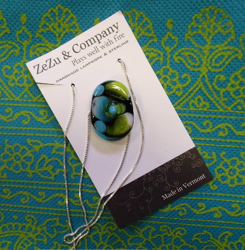 blue and green glass pendant